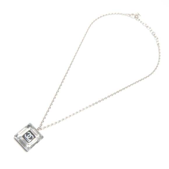 CHANEL Silver Logo Necklace